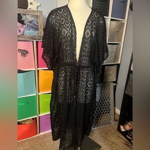 Time and Tru Black Lace Swim Coverup